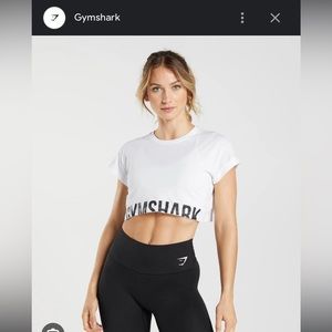 Gymshark Fraction Cropped Workout Tee White with Black Text